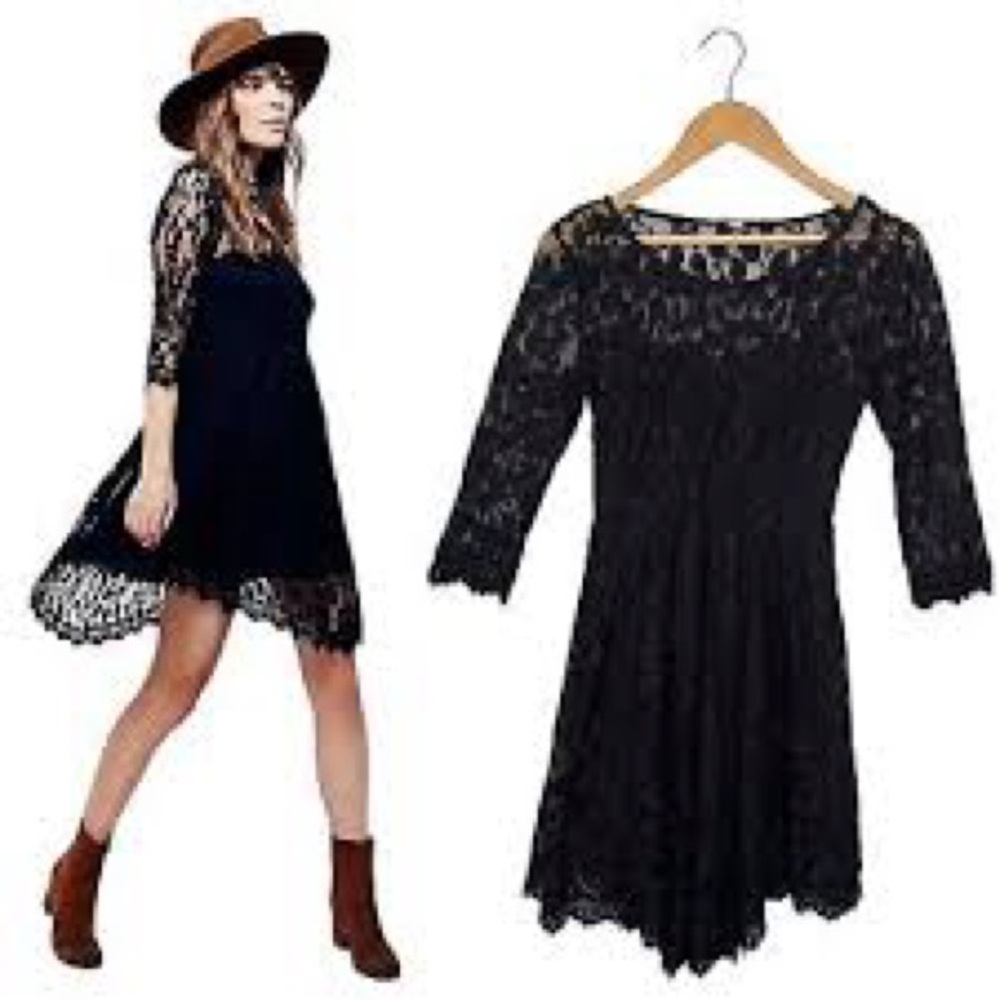 Free People Black Lace Dress